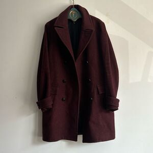 Dior Homme Virgin Wool Burgundy/Maroon 2015 Pea Coat - 50